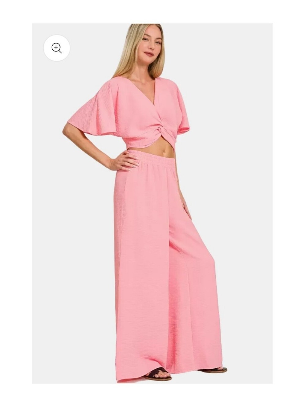 Zenana Pink Wide-Leg Pantset - Women